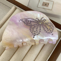 Korean acetic acid clip ins color diamond-encrusting butterfly light luxury minority hair claw back head hair half round shark clip