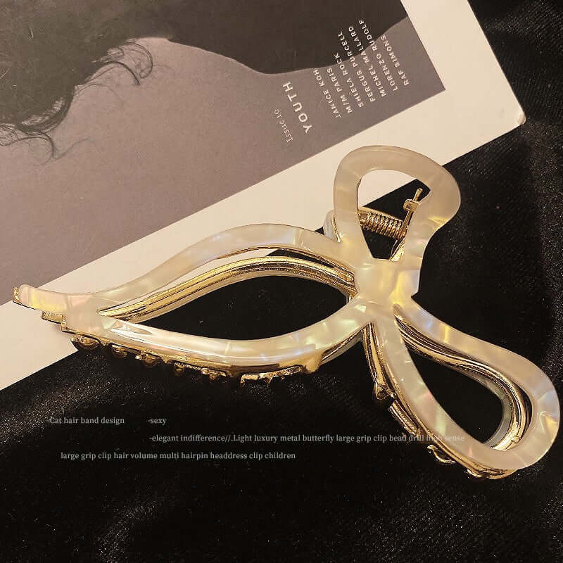 Elegant 11.5cm Large Bow Hair Claw Clip for Women & Girls