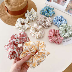 Small fresh fabric flower scrunchie Hair accessories Female ponytail high stretch large scrunchie 2023 new