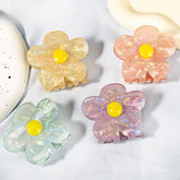 Sweet Marble Daisy Flower Hair Claw For Women Girls Vintage Acetate Fresh Summer Claw Clips Hair Accessories
