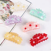 Korean New Daisy Flower Acetic Acid Blue Pink Hair Claw Clip Fashion Cute Shark Clip Large Hair Accessories