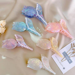 Sweet Pearl Rose Flower Hair Claw For Women Girls Vintage Acetate Fresh Summer Luxury Claw Clips Hair Accessories