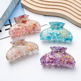 Luxury Sun Rhinestone Hair Claw For Women Girls Vintage Acetate Fresh Summer Claw Clips Hair Accessories