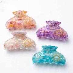 Luxury Sun Rhinestone Hair Claw For Women Girls Vintage Acetate Fresh Summer Claw Clips Hair Accessories