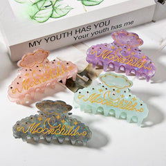 Fashion Alphabet Rhinestone Hair Claw For Women Girls Vintage Acetate Fresh Summer Claw Clips Hair Accessories