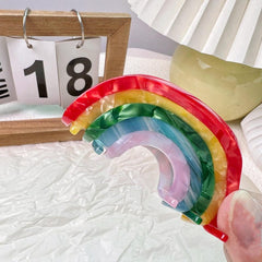 Creative Rainbow Fortune Cat Lucky Series Hair Clip Geometric Hair Claw for Women