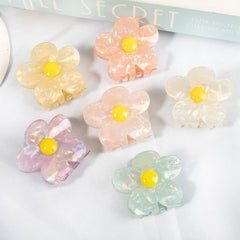 Sweet Marble Daisy Flower Hair Claw For Women Girls Vintage Acetate Fresh Summer Claw Clips Hair Accessories