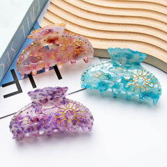 Luxury Sun Rhinestone Hair Claw For Women Girls Vintage Acetate Fresh Summer Claw Clips Hair Accessories