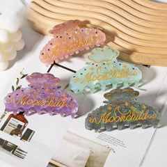 Fashion Alphabet Rhinestone Hair Claw For Women Girls Vintage Acetate Fresh Summer Claw Clips Hair Accessories