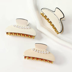 Cute Pearl Hair Claw For Women Girl Hair Vintage Acetate Fresh Summer Luxury Claw Clips Hair Accessories