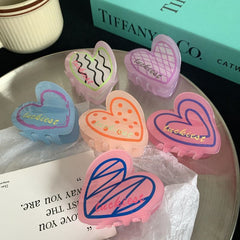 Sweet Marble Luxury Heart Acetate Love Hair Claw For Women Girls Fresh Summer Claw Clips Hair Accessories