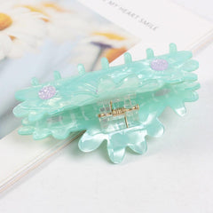Korean New Daisy Flower Acetic Acid Blue Pink Hair Claw Clip Fashion Cute Shark Clip Large Hair Accessories