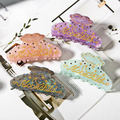 Fashion Alphabet Rhinestone Hair Claw For Women Girls Vintage Acetate Fresh Summer Claw Clips Hair Accessories