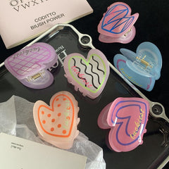 Sweet Marble Luxury Heart Acetate Love Hair Claw For Women Girls Fresh Summer Claw Clips Hair Accessories