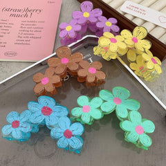 Wave Flower Candy Color Flower Plastic Flower Large Hair Claw Clip Accessories