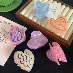 Sweet Marble Luxury Heart Acetate Love Hair Claw For Women Girls Fresh Summer Claw Clips Hair Accessories