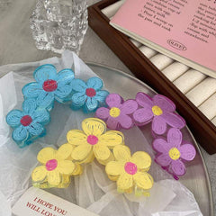 Wave Flower Candy Color Flower Plastic Flower Large Hair Claw Clip Accessories