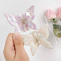 Korean New Rhinestone Butterfly Acetic Acid Black Hair Claw Clip Fashion Cute Shark Clip Large Hair Accessories