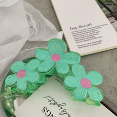 Wave Flower Candy Color Flower Plastic Flower Large Hair Claw Clip Accessories