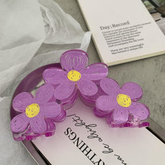 Wave Flower Candy Color Flower Plastic Flower Large Hair Claw Clip Accessories