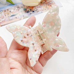 Korean New Rhinestone Butterfly Acetic Acid Black Hair Claw Clip Fashion Cute Shark Clip Large Hair Accessories