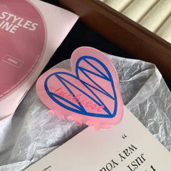 Sweet Marble Luxury Heart Acetate Love Hair Claw For Women Girls Fresh Summer Claw Clips Hair Accessories