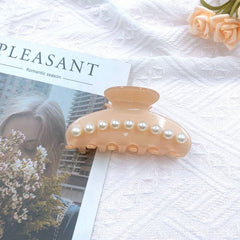 Delicate Pearl Large Hair Claw For Women Girls Vintage Acetate Fresh Summer Luxury Claw Clips Hair Accessories