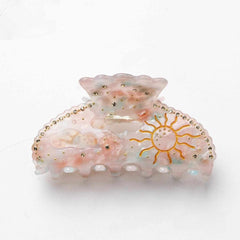 Luxury Sun Rhinestone Hair Claw For Women Girls Vintage Acetate Fresh Summer Claw Clips Hair Accessories