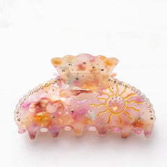 Luxury Sun Rhinestone Hair Claw For Women Girls Vintage Acetate Fresh Summer Claw Clips Hair Accessories