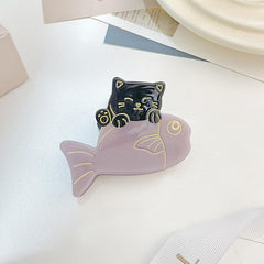 Cute Fish Cat Hair Claw For Women Girl Hair Vintage Acetate Fresh Summer Luxury Claw Clips Hair Accessories