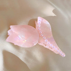 Sweet Pearl Rose Flower Hair Claw For Women Girls Vintage Acetate Fresh Summer Luxury Claw Clips Hair Accessories