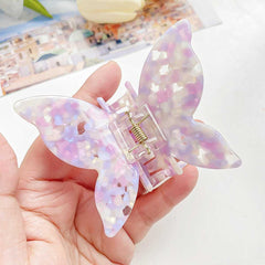 Korean New Rhinestone Butterfly Acetic Acid Black Hair Claw Clip Fashion Cute Shark Clip Large Hair Accessories