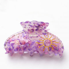 Luxury Sun Rhinestone Hair Claw For Women Girls Vintage Acetate Fresh Summer Claw Clips Hair Accessories