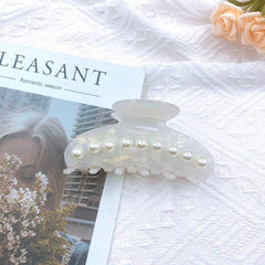 Delicate Pearl Large Hair Claw For Women Girls Vintage Acetate Fresh Summer Luxury Claw Clips Hair Accessories