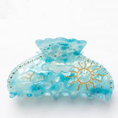 Luxury Sun Rhinestone Hair Claw For Women Girls Vintage Acetate Fresh Summer Claw Clips Hair Accessories
