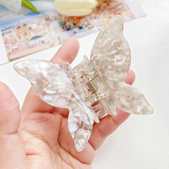Korean New Rhinestone Butterfly Acetic Acid Black Hair Claw Clip Fashion Cute Shark Clip Large Hair Accessories