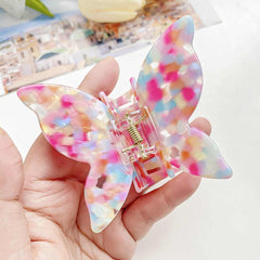Korean New Rhinestone Butterfly Acetic Acid Black Hair Claw Clip Fashion Cute Shark Clip Large Hair Accessories