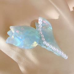 Sweet Pearl Rose Flower Hair Claw For Women Girls Vintage Acetate Fresh Summer Luxury Claw Clips Hair Accessories