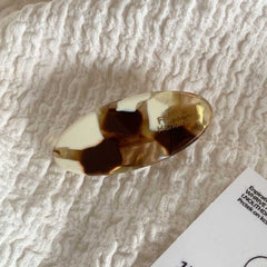 Korea Ins wind gold label cream small thick oval hair clip fringe side duck beak clip