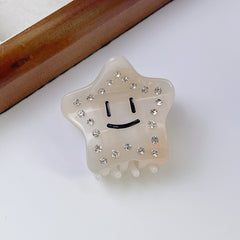 New five-pointed star acetic acid clip star smiley hair clip broken hair clip rhinestone shark clip women hair accessories