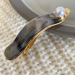 Elegant Acetate Pearl Duck Barrette Korea Marble Hair Clip