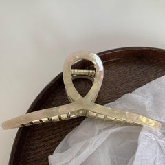 Acetic acid hair clip Korean celebrity large cross back head shark clip temperament floral grab clip pearl hair accessories