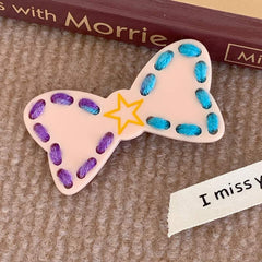 Sweet cool girl color hair clip hand knitted wool bow duck beak clip bow hair barrette accessories