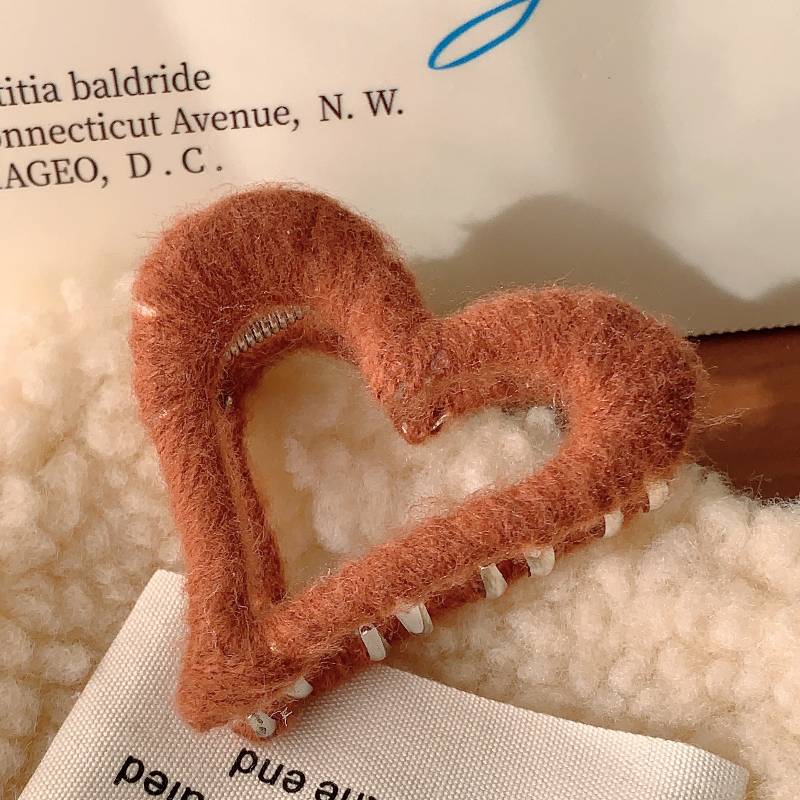 Autumn Winter Wool Love Hairpin Metal Shark Hair Claw Clip