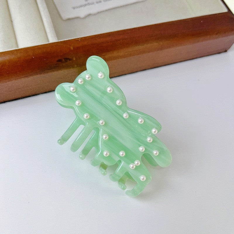 New Bear Pearl Acetic Acid Hair Clip Cute Shark Ponytail Accessory