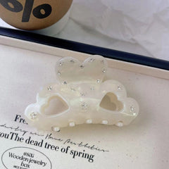 Niche design rhinestone claw clip love acetic acid hairpin back head hairpin shark clip acetate women hair accessories