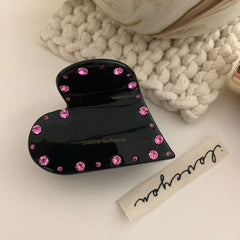 Korean acetic acid love crystal claw clip rhinestone super hair clip light luxury temperament French letter small shark clip