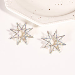 2023 new Korean octet star earrings full diamond temperament earrings design sense net red earrings female