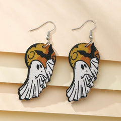 Cartoon Halloween pumpkin earrings funny personality creative ghost face skull human ear stud earrings