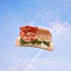 New Floral acetic acid clip vintage twin lotus Hair clip delicate flower hair claw clip accessories